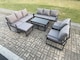 image 2 of Fimous Aluminium Outdoor Garden Furniture Lounge Sofa 2 PC Chairs Oblong Coffee Table Sets with 3 Footstools Dark Grey