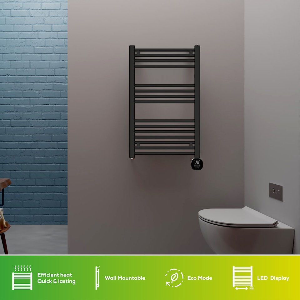 image 1 of TCP Smart WiFi Fixed Pre-Filled Towel Radiator 500w Black