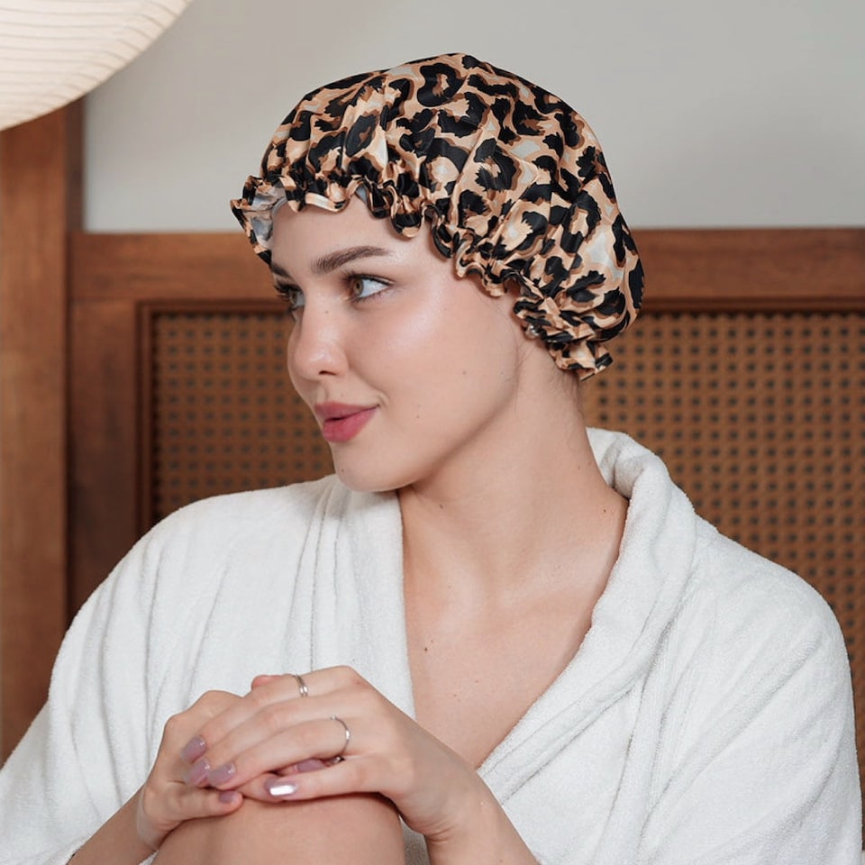 image 1 of SMUG Shower Cap - Leopard Print