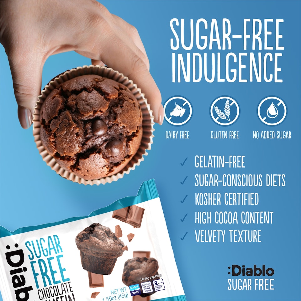 image 1 of Diablo Sugar Free Chocolate Muffins 6 x 45g