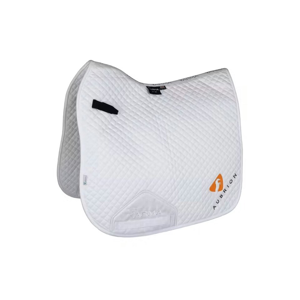 Aubrion ARMA Logo Horse Dressage Saddlepad - White - 17mm - 18cm