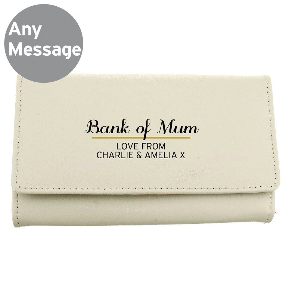 image 1 of Personalised Cream Leather Purse Cream