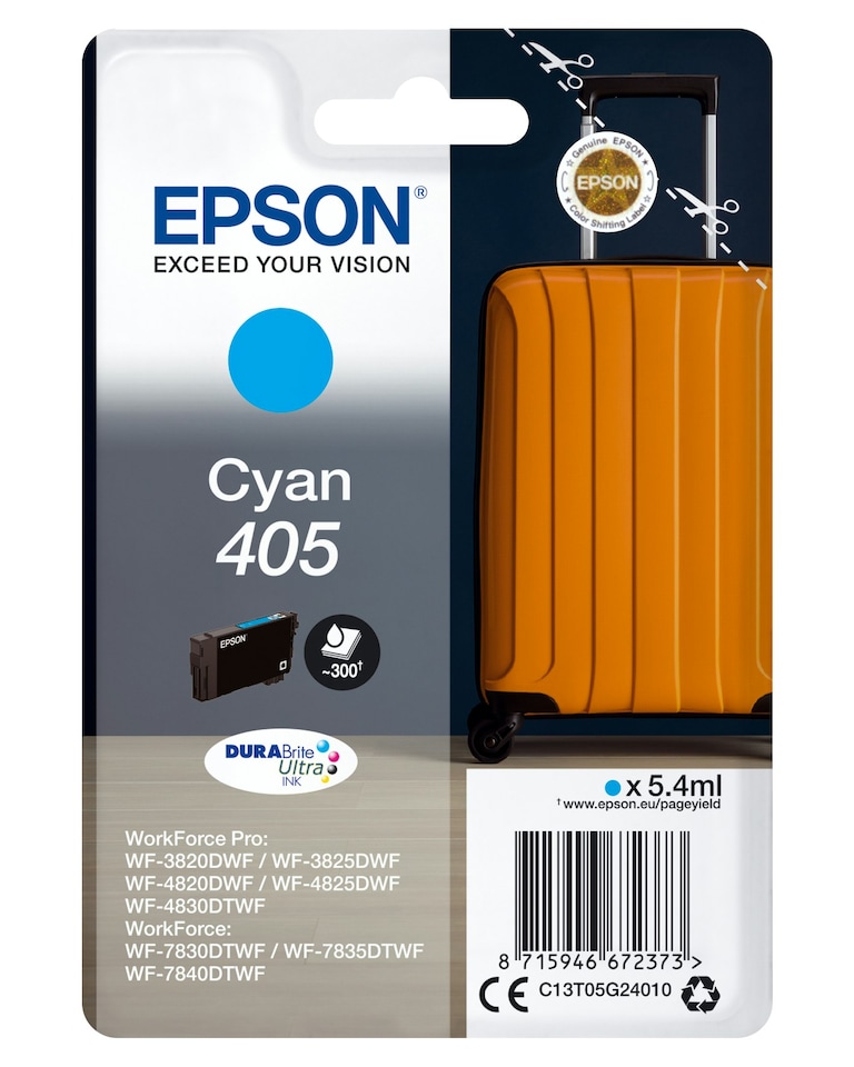 Epson 300 Pages 405 Cyan DURA Brite Ultra Ink Cartridge