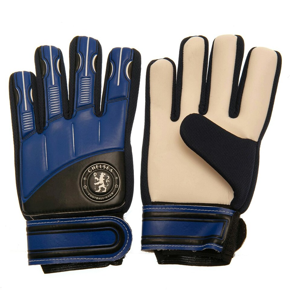 image 1 of Chelsea FC Childrens/Kids Delta Crest Goalkeeper Gloves - Royal Blue/Black - 67mm - 73mm