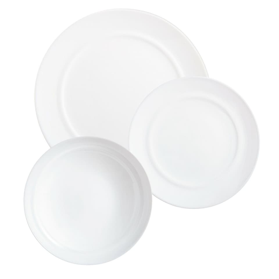 image 1 of 18-Pc Luminarc Opal Tempered Glass Dinner Set | White | 1