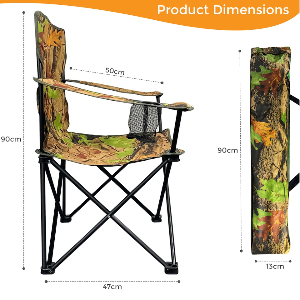 image 1 of 2X Portable Folding Outdoor Chair Ideal for Camping, Garden, Fishing & Travel