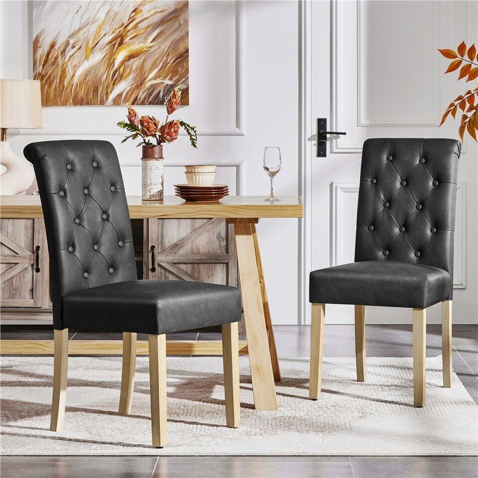 image 1 of Yaheetech Set of 2 Classic Armless Dining Room Chairs Grey | Dark Grey