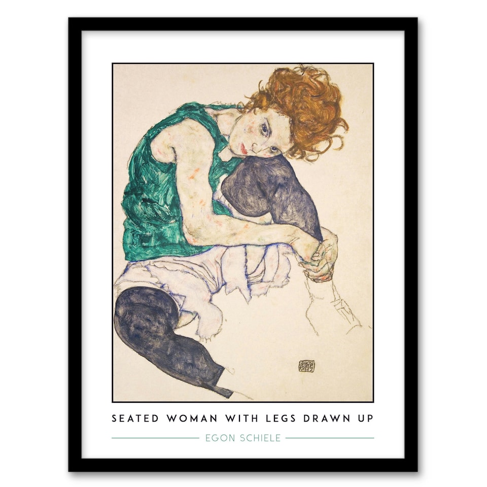 image 1 of Egon Schiele Seated Woman With Legs Drawn Up Framed Wall Art Print A4