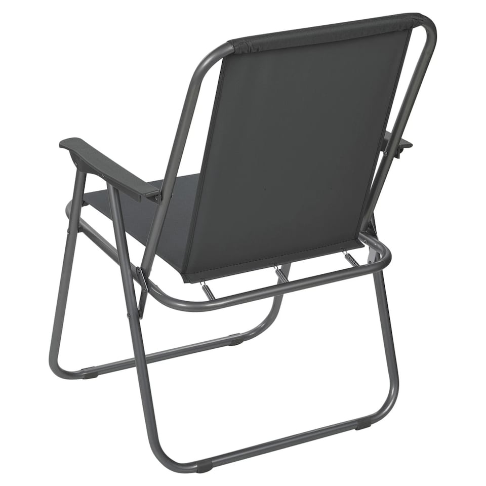 image 1 of Garden Patio Metal Folding Spring Deck Chairs Camping Beach Picnic Outdoor Seats | Grey | 2 x Grey