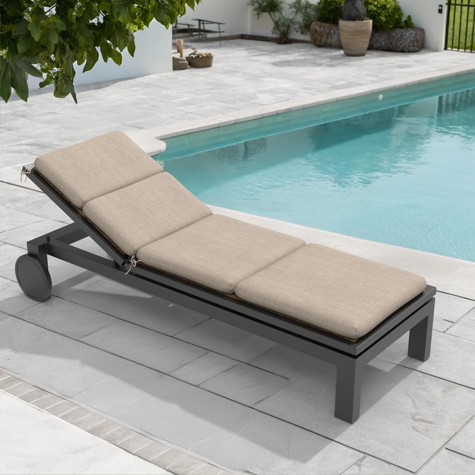 image 1 of Sunbrella Comfortable Rectangle Lounge Chair Cushion Pack of 1, back cushion 22.5 in W x 28 in H x 3 in D, Cast Ash