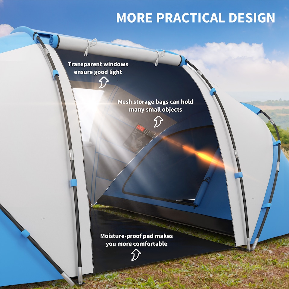 image 1 of Outsunny 4-6 Persons Camping Tent Dome Family Travel Group Hiking Room Fishing