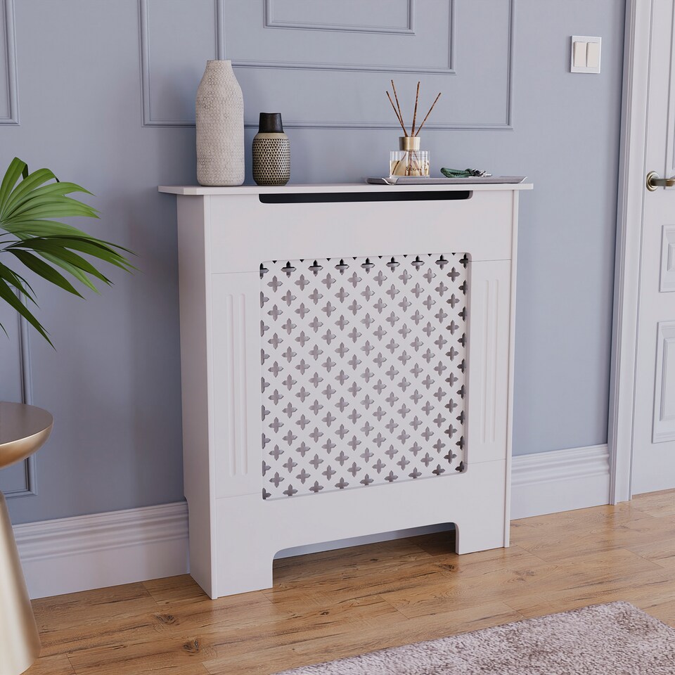image 1 of Vida Designs Oxford Radiator Cover Painted MDF Cabinet, White, 78cm