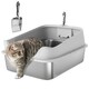 image 1 of PawHut Stainless Steel Cat Litter Box with High Sides Grey | L