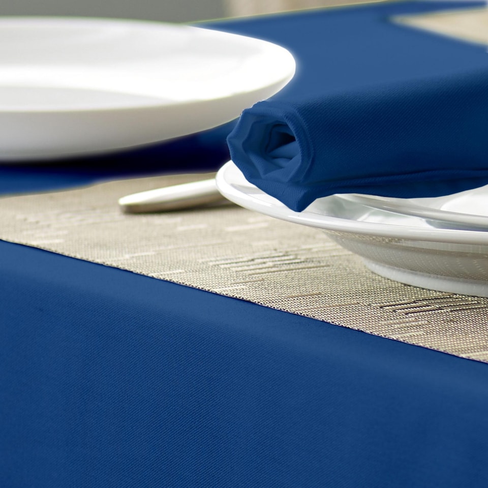 image 1 of Polyester Plain Circular Tablecloth-Dark Blue-132cm