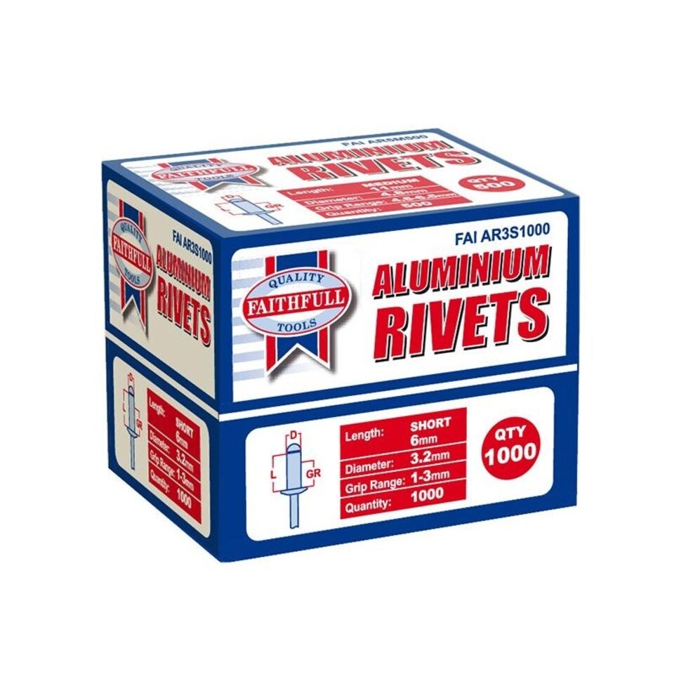 Faithfull Aluminium Rivets, Bulk Pack - Multi Colour - One Size