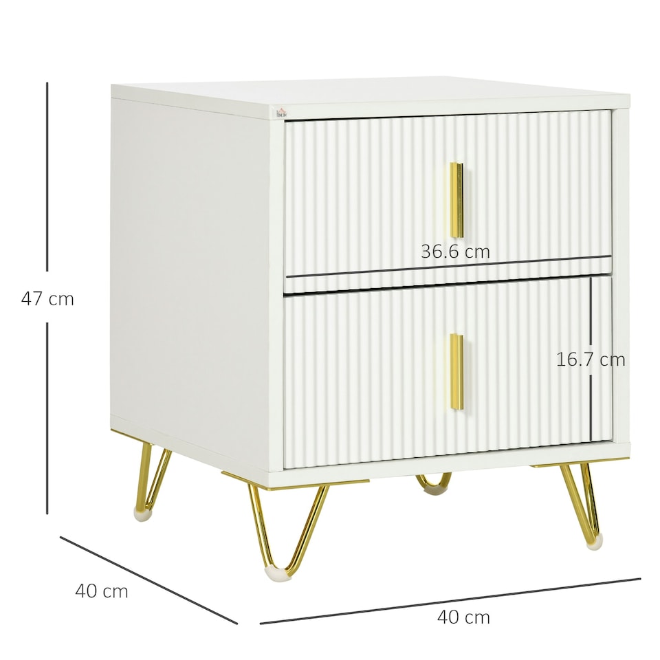 image 1 of HOMCOM 2 Drawer Dresser, Chest of Drawers Storage Cabinet, White