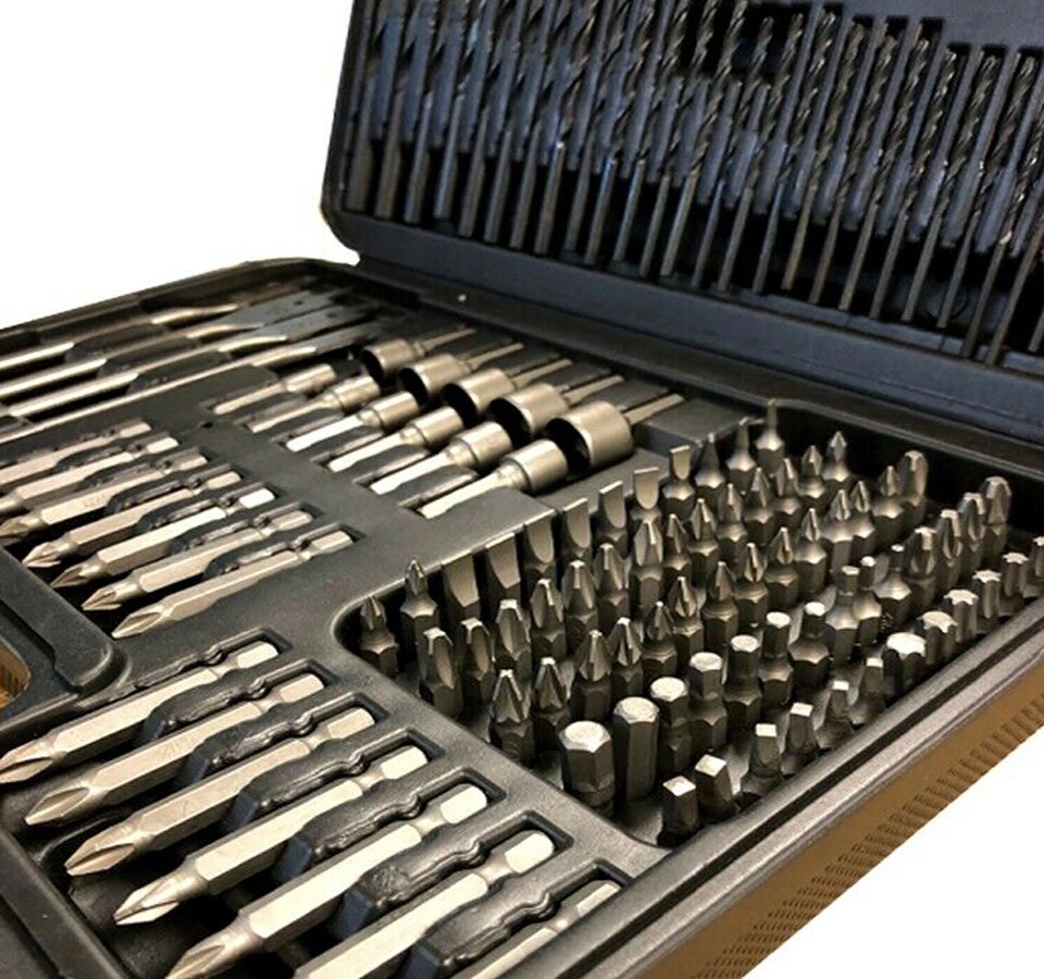 image 1 of Lumberjack 150 Piece Drill Bit Set HSS Masonry Wood Screwdriver Bits