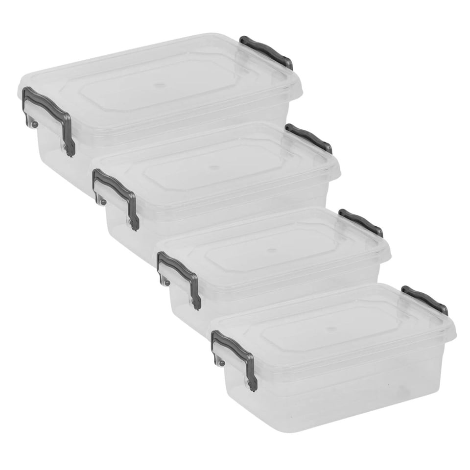 image 1 of 650ml Colormatic Storage Box with Lids Set | Clear | 4