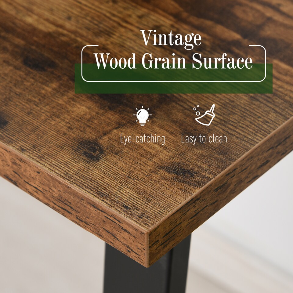 image 1 of HOMCOM Computer Table, Writing Desk with Steel Frame and Wood Top, Industrial Home Study Table, 115 x 58 x 74.5cm, Rustic Brown and Black