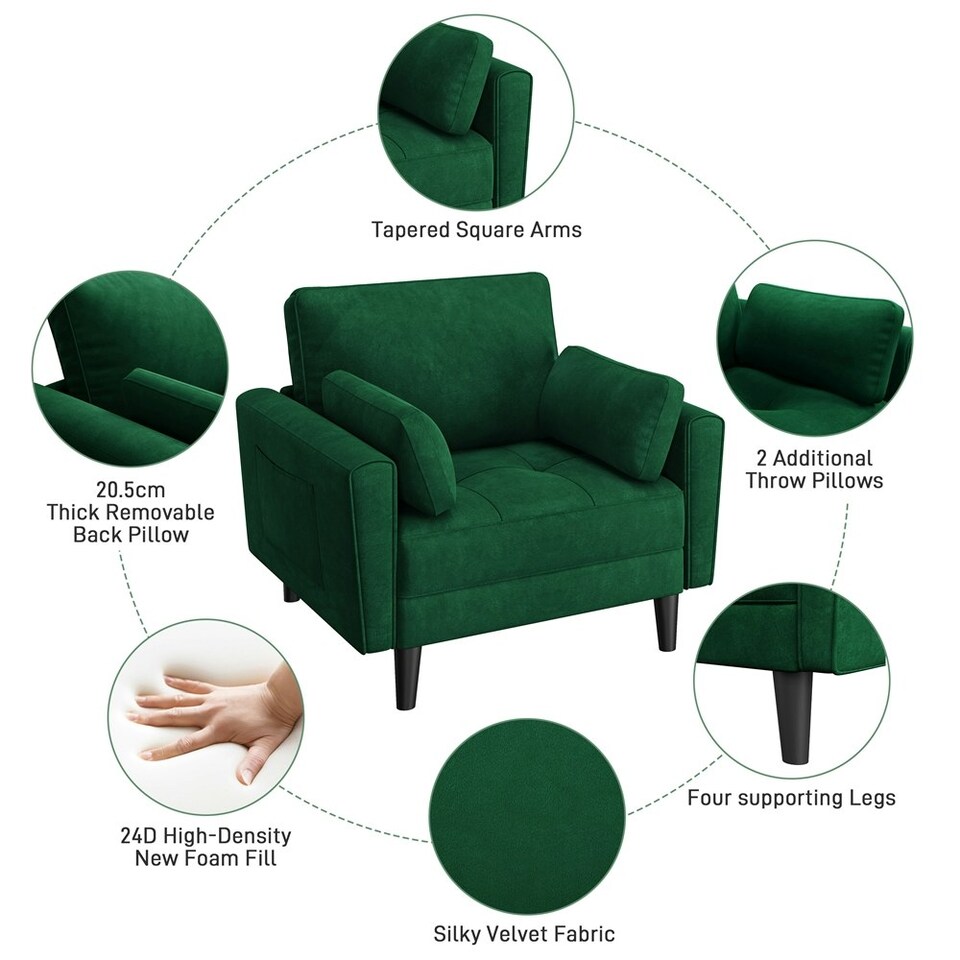 image 1 of Yaheetech Tufted Oversized Armchair Green