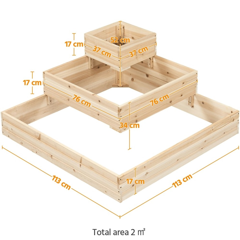 image 1 of Yaheetech 3-Tier Fir Wood Raised Garden Bed