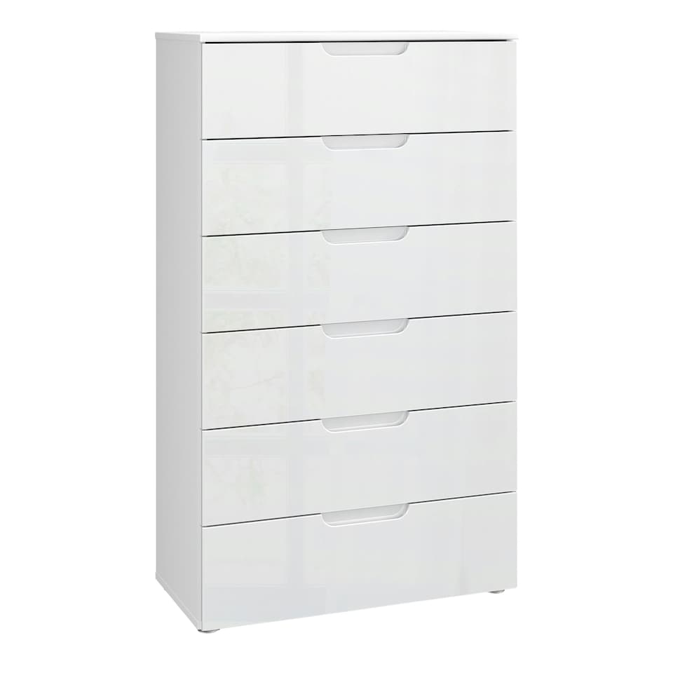 image 1 of Sienna Chest of 6 Drawers in White/White High Gloss