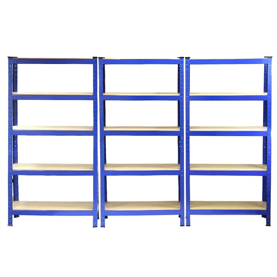 image 1 of Monster Racking T-Rax Heavy Duty Shelving Units, Blue, 75cm W, 30cm D, Set of 6 Blue
