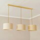 image 1 of ValueLights Reni Natural Drum Shade 3 Drop Bar Gold Diner Ceiling Pendant Light with Bulbs Gold