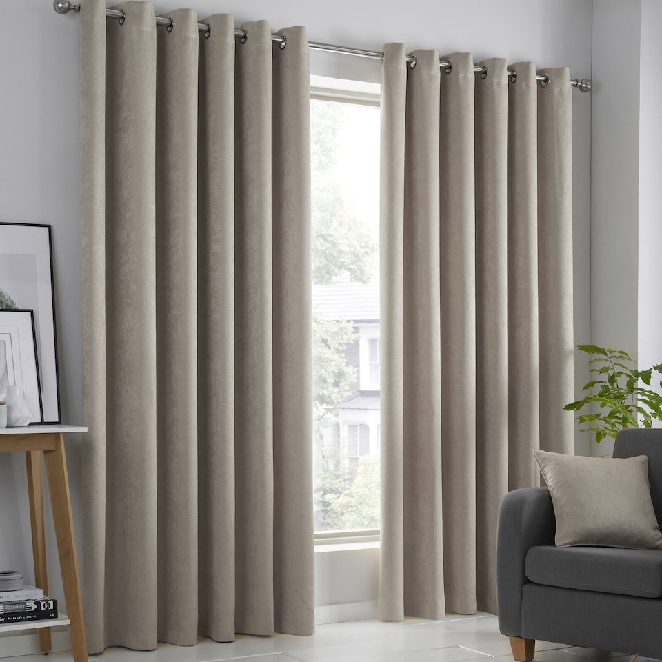 image 1 of Fusion Strata Eyelet Curtains Natural