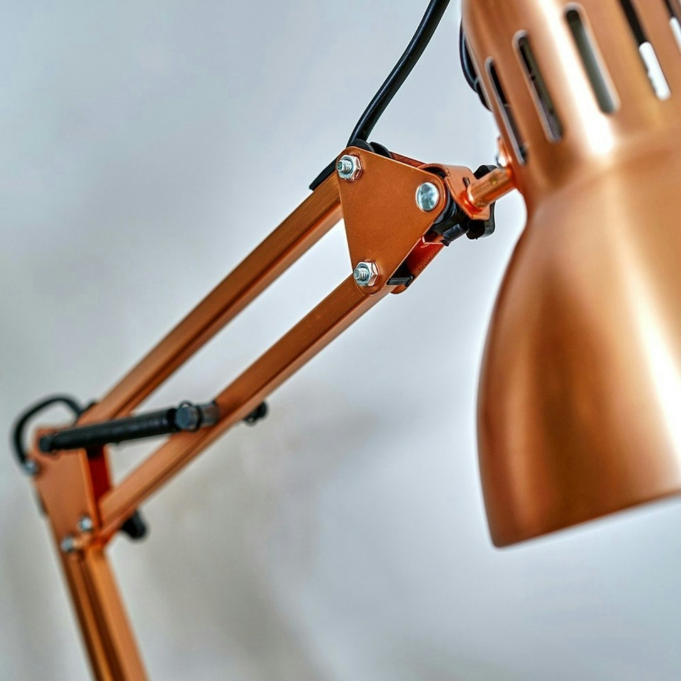 image 1 of ValueLights Retro Designer Style Adjustable Brushed Copper Metal Bedside Desk Table Lamp