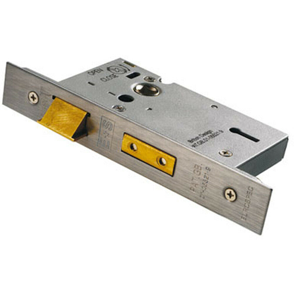 Loops 64mm 5 Lever Sashlock Square Forend Satin Stainless Steel Door Latch in Metallics