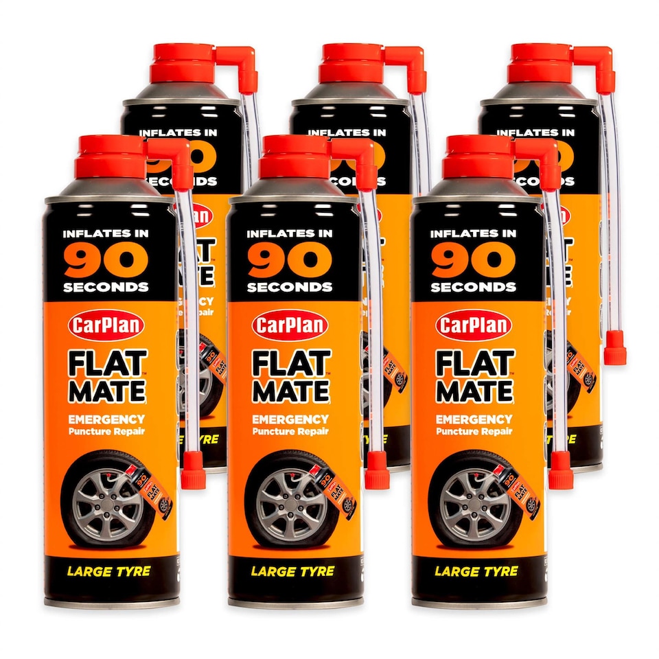 image 1 of CarPlan Flat Mate Large Tyre Inflator Emergency Puncture Repair Seal 6x 500ml