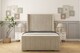 image 1 of Sloomy Hargrave Cream Plush Bed Frame With Mattress With 50"  Upholstered Wingback Headboard 5' King