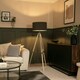 image 1 of ValueLights Clipper Painted Natural Floor Lamp with Charcoal Boucle Shade