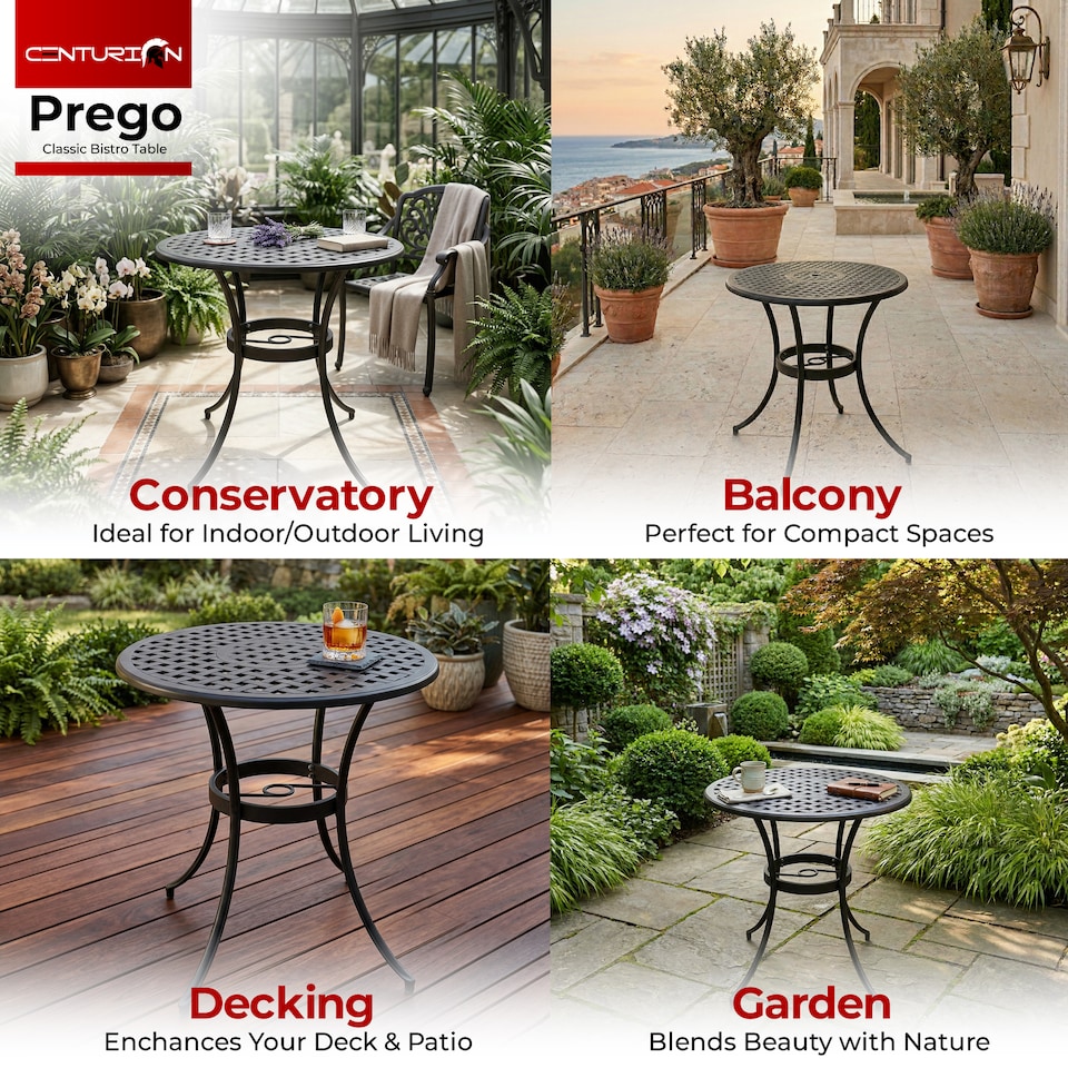 image 1 of Centurion Supports PREGO Garden & Patio Black Cast Aluminium Bistro Table | Black | Black | 1