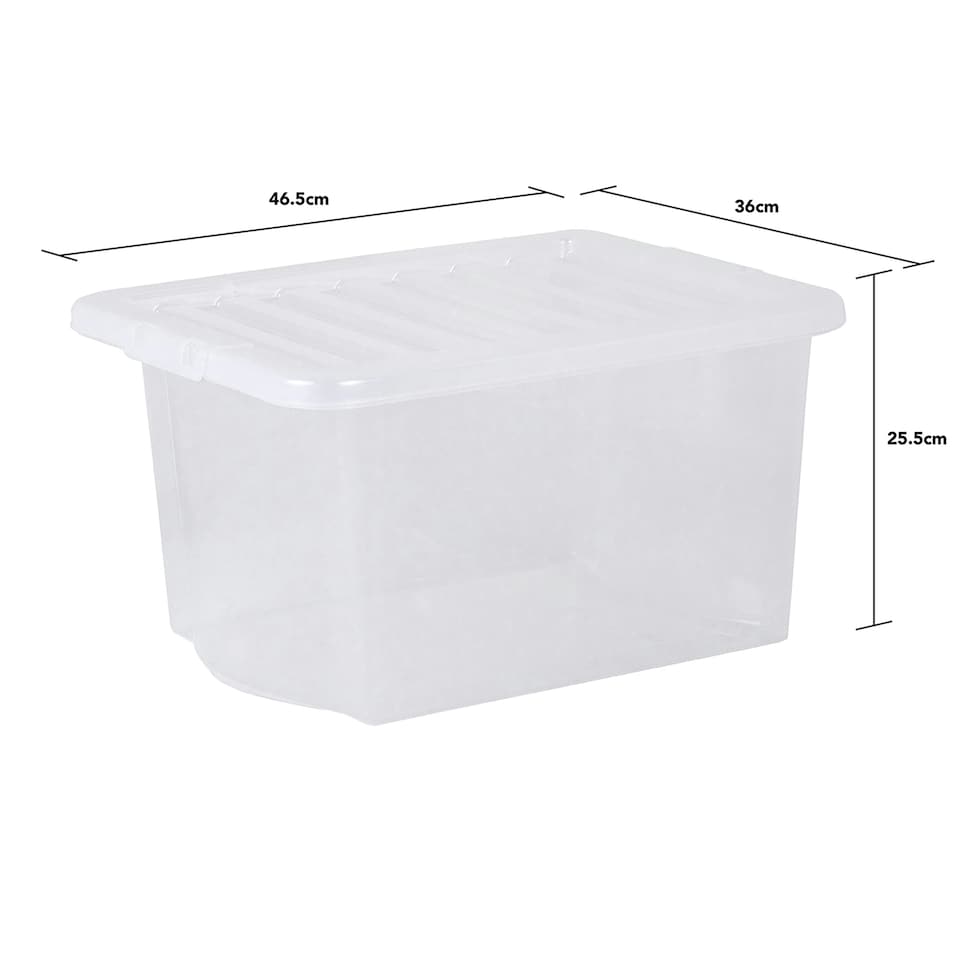 image 1 of Wham Crystal 5 x 28L Stackable Plastic Storage Boxes with Lids Black
