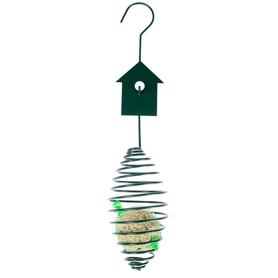 image 1 of Homescapes Metal Spring Bird Feeder with Bird Decoration, Bird House