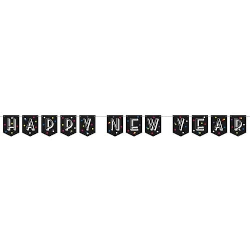 Neon Dots Happy New Year Cardboard Banner 243cm