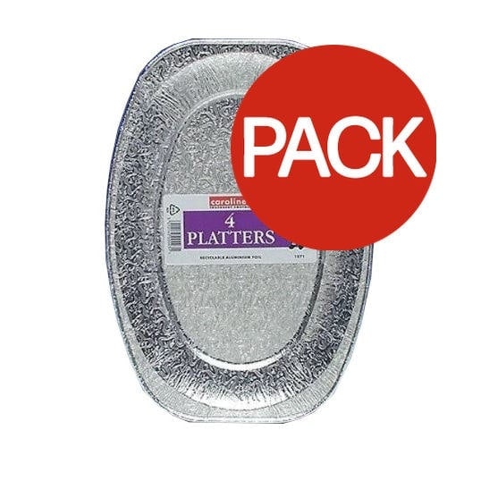 Caroline Foil Serving Platter (Pack Of 4) - Silver - 35cm