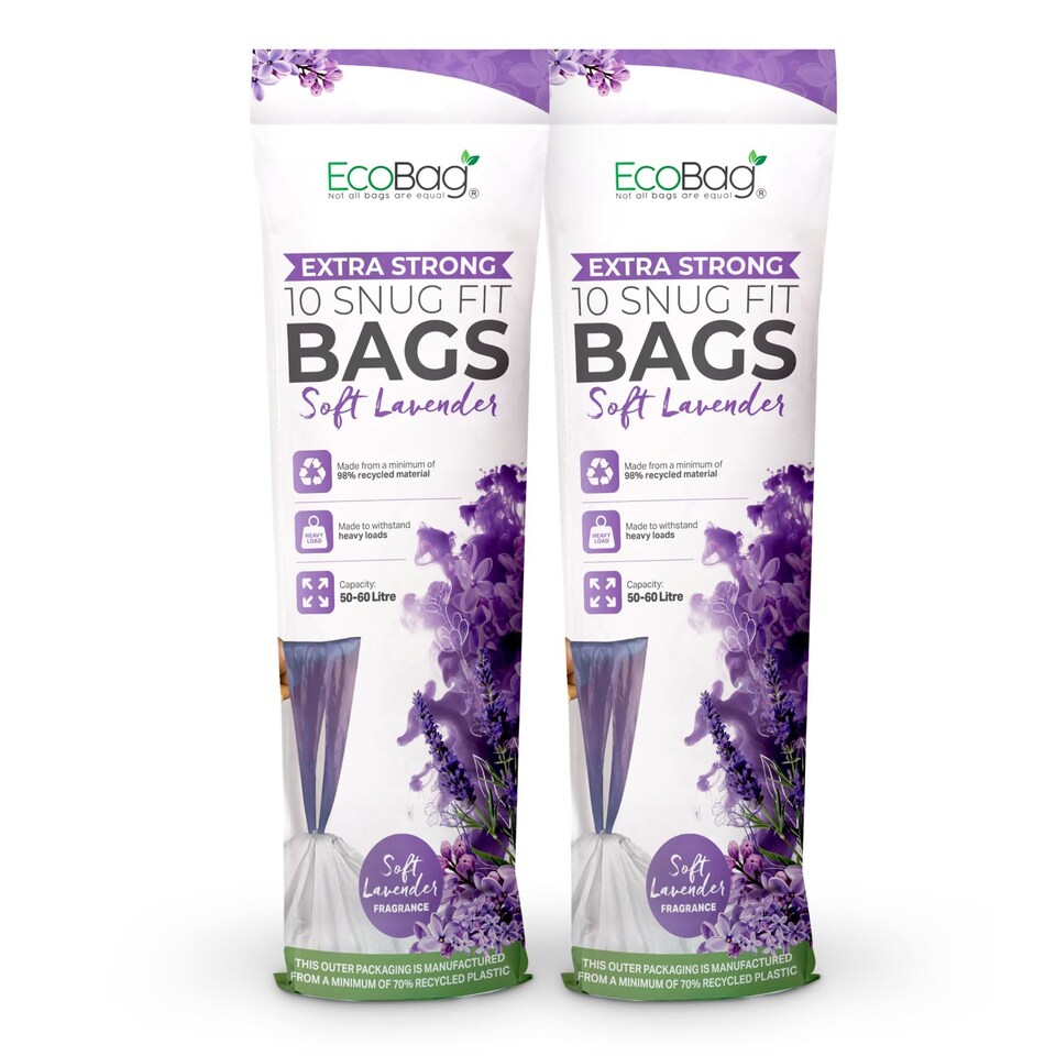 image 1 of Ecobag Lavender Scented Kitchen Drawstring Bin Liners Extra Strong Odour Control