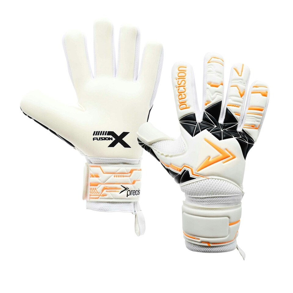image 1 of Precision Unisex Adult Fusion X Negative Replica Goalkeeper Gloves - White/Fluorescent Orange/Black - 8