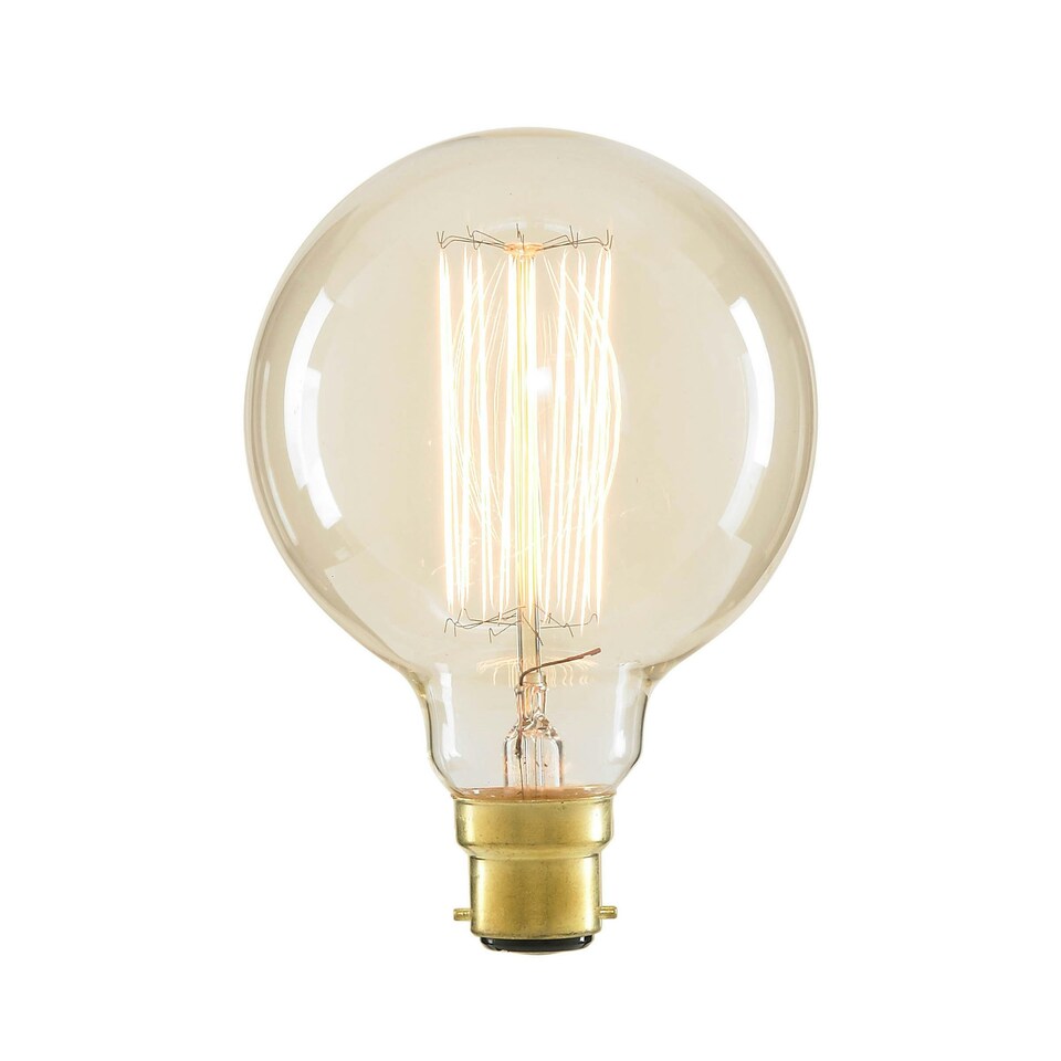 image 1 of BHS 40 Watt BC B22 Vintage Filament Globe Bulb, Clear