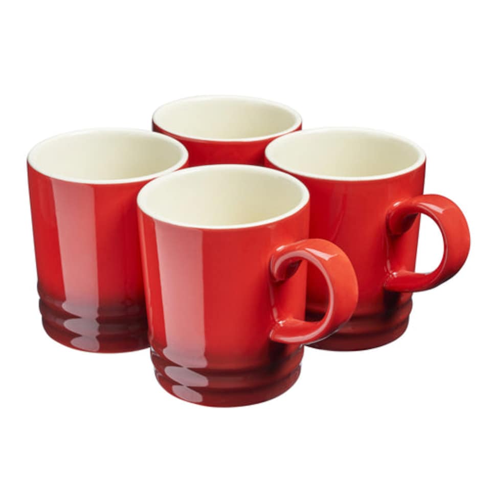 image 1 of Cooks Professional 4 Piece Mug Set |  Durable Dishwasher Safe Stoneware | 350ml | Red | Red