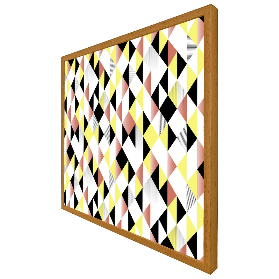 image 1 of Yellow, pink & black geometric pattern (Picture Frame) Brown | Oak | XL