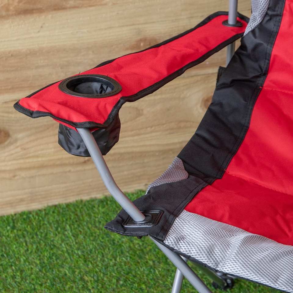 image 1 of Luxury Padded High Back Folding Outdoor, Camping, Fishing Chair in Red