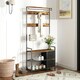 image 2 of HOMCOM Coat Rack with Drawer, Hall Tree with Coat Stand, Rustic Brown