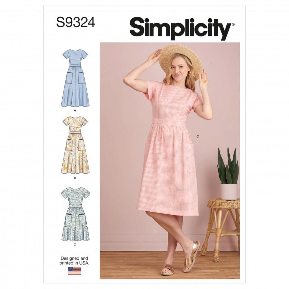 image 1 of Simplicity 9324 Paper Sewing Pattern – Women’s Dress, Size H5 (6–8–10–12–14), Easy