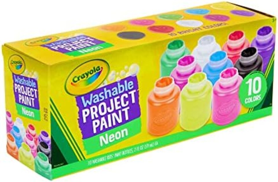 image 1 of Crayola Washable Neon Kids Paint Set 10 Colours