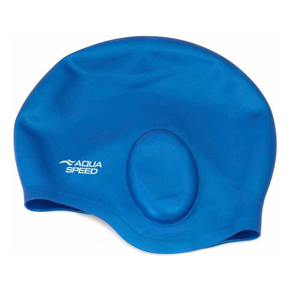 image 1 of Unisex Adult Full Ear Coverage Swimming Cap | Soft Silicone Cap for Pool Use | Blue | Blue | One Size | 1