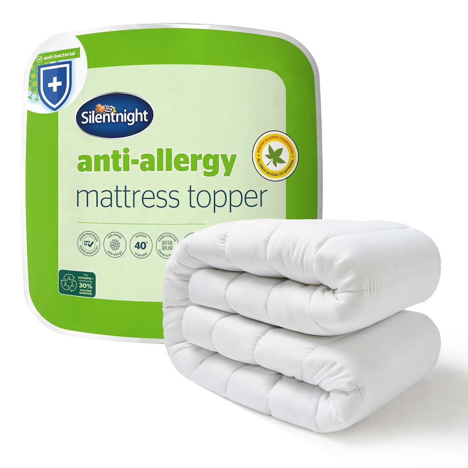 image 1 of Silentnight Anti-Allergy Mattress Topper, King | White | 1